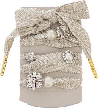 Golden Goose pearl-embellished shoelaces - unisex - Cotton/Viscose/Polyester/glass/Brass - OS - Neutrals