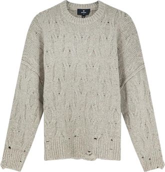 Represent Ribbed Crewneck Cable Knit Sweater - Heren - Ronde hals truien - Beige - S - Wol - Truien & Vesten