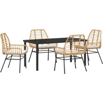 vidaXL Vidaxl - Conjunto De Comedor De Jard&iacute;n 5 Pcs Marr&oacute;n Rat&aacute;n Sint&eacute;tico