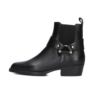 Alpe Schoenen, Dames, Zwart, 38 EU, Leer, Zwarte leren enkellaarsjes met moderne twist