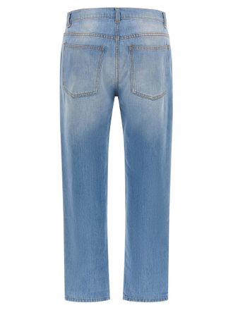 Moschino Logo-Patch Straight-Leg Jeans - Light Blue