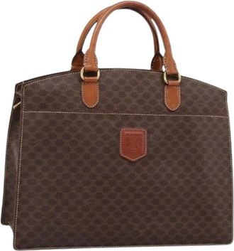 Celine Pre-owned Vintage Macadam Canvas Hand Bag - Dames - Vintage Handtas - Bruin - ONE Size - Leer - Vintage
