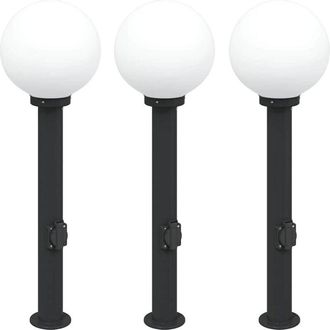 vidaXL Bollard Lights with Outlet 3 pcs 80 cm Black IP44 vidaXL