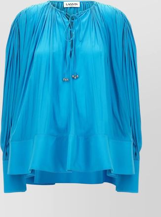 Lanvin flowing pleated blouse tie neck