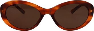 Balenciaga Flat Oval Zonnebrillen - unisex - Zonnebrillen - Bruin - 56 MM - Nylon - Accessoires