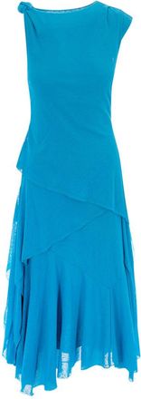 Ganni Blue Round Neck Maxi Dress