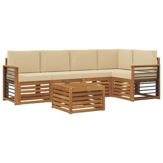 vidaXL Conjunto De Sof&aacute; Seccional Con Coj&iacute;n 6 Pcs Natural Y Beige Vidaxl