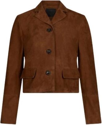 Liu Jo Jassen, Dames, Bruin, S, Su&egrave;de, Korte boxy fit su&egrave;de jas