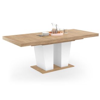IDMarket Eliad Tavolo Da Pranzo Rettangolare Allungabile 6-10 Persone Legno E Bianco 160-200 Cm