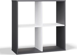 Topeshop Marion - Estanter&iacute;a Funcional Con Compartimentos Para Dormitorio/despacho/sal&oacute;n - Dimensiones: 75 X 75 X 30 - Antracita Y Blanco