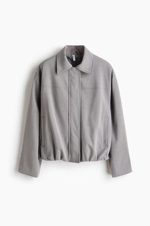 H&M Collared Bomber Jacket in Light Gray/pinstriped at Nordstrom, Size Xx-Large