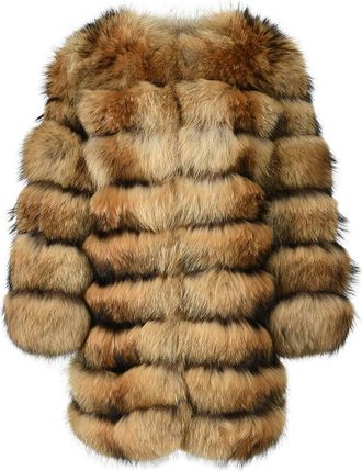 Wanan Luxury Giacca Raton Long Beige in Pelliccia di Procione-Donna -Beige