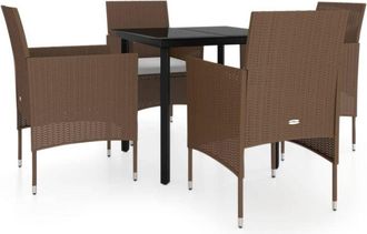vidaXL Juego De Comedor De Jard&iacute;n 5 Piezas Con Cojines Marr&oacute;n Y Negro Vidaxl