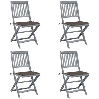 vidaXL Vidaxl - Sillas De Jard&iacute;n Plegables 4 Uds Cojines Madera Maciza Acacia