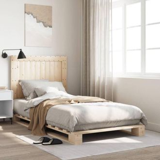 vidaXL Bed Frame without Mattress with Headboard 100x200 cm Solid Wood Vidaxl