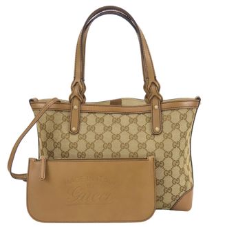 Gucci Brown Gg Canvas Pouch Tote Bag (Pre-Owned)