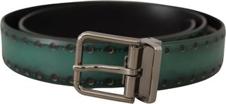 Dolce & Gabbana Mens Leather Belt Teal - Size 90 cm