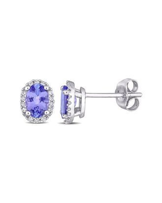 Rina Limor 10K 0.98 Ct. Tw. Diamond & Tanzanite Oval Halo Earrings