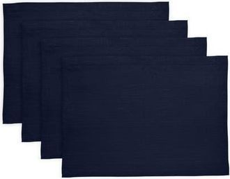 Solino Home Linen Placemats Set of 4, 14 x 19 Inch for Dining Table, Holiday and Everyday Table Decor - Diana in Navy at Nordstrom, Size Medium