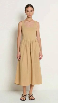 Nation Ltd Fiona Drop Waist Midi Dress In Toffee
