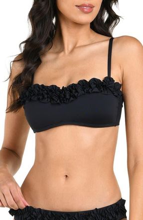 La Blanca Island Ruffle Bandeau Bikini Top in Black at Nordstrom, Size 12