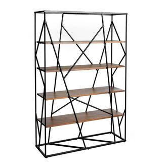 Angel Cerd&aacute; Walnut & Black Steel Shelving Unit, 120x38x180 cm in Brown | Size: 120 x 38 x 180 cm