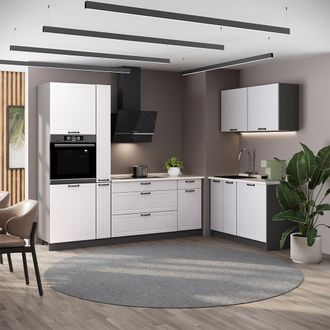 Vicco Cocina Fame-line, Blanco Casa De Campo/antracita, 220 X 120 Cm, Et Antracita, Vicco