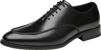 Generic Formal Shoes for Men Lace Up Apron Toe Burnished Toe Shoes Vegan Leather Anti-Slip Low Top Non Slip Resistant Party(Black,7.5 UK)