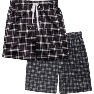 Geoffrey Beene 2-Pack Assorted Plaid Pajama Shorts in Black Multi at Nordstrom Rack, Size X-Large