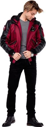 Cipo & Baxx CM134 Mens Transition Jacket Bomber Jacket Leather Details - Red - Medium