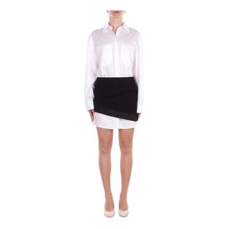Dondup Shirt Dresses, female, White, Size: S Short Yarn-Dyed Gabardine Dress