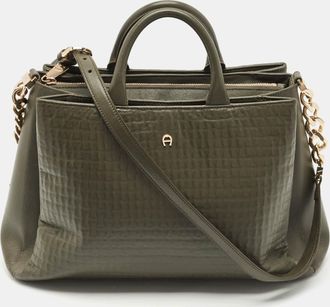 Aigner Olive Green Leather Olivia M