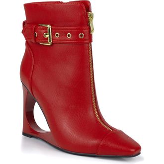 Ninety Union Archtectural Wedge Heel Bootie in Red at Nordstrom, Size 12