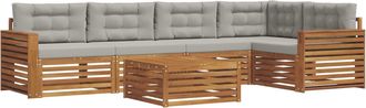 vidaXL Conjunto De Sof&aacute;s De Exterior 6 Uds. Gris Natural Y Claro Vidaxl