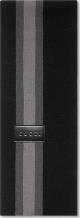 Gucci Striped Wool Cashmere Jacquard Scarf, Black