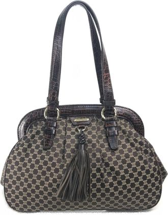 Celine Macadam Brown Canvas Leather Shoulder Bag Tote Bag (Pre-Owned)