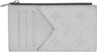 Louis Vuitton Pre-owned Wallets, male, White, Size: ONE SIZE Pre-owned Coin Card Holder Taigarama Leather Coin Card Holder