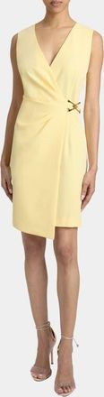 Santorelli TILLY Sleeveless Faux Wrap Shift Dress in Soft Stretch Crepe in Chamomile at Nordstrom, Size 14