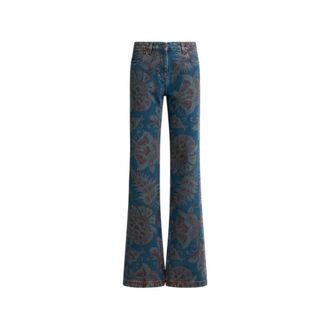 Etro Etro, Flared Jeans, female, Blue, Size: W27 Flared Jeans with Floral Motif