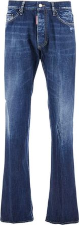 Dsquared2 the American Blue Jeans With Logo Patch On The Rear And Faded Effect In Denim Man