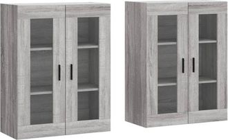 vidaXL Wall Mounted Cabinets 2 pcs Grey Sonoma Engineered Wood Vidaxl