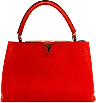 Louis Vuitton Capucines Leather Red Leather Handbag (Pre-Owned)