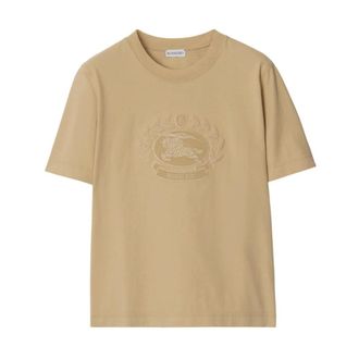 Burberry T-Shirts, female, Beige, M, Cotton T-Shirt in EKD Style