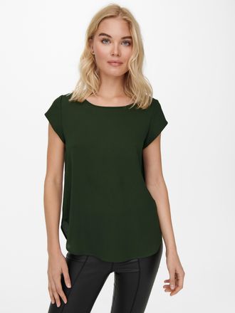 Only Shirtbluse ONLY ONLVIC S/S SOLID TOP, Damen, Gr. 38, braun (rosin), Web, Obermaterial: 97% Polyester, 3% Elasthan, unifarben, figurumspielend, Rundhal