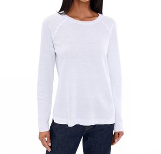 Elliott Lauren Waffle Crew Sweater In White