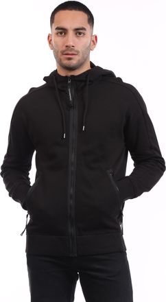 C.P. Company Mens C.P. Company Diagonal Raised Fleece Goggle Hoodie in Black