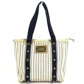 Louis Vuitton Ivory Navy Canvas Shoulder Bag Tote Bag (Pre-Owned)