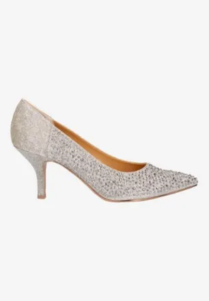 J. Rene&eacute; Womens Rishna Slip On Pumps In Pewter Dance Glitter