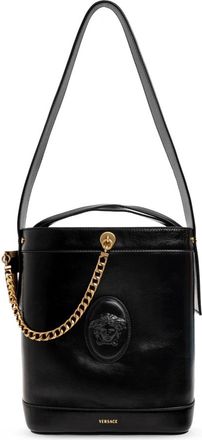 Versace Pivot Small Bucket Bag - Dames - Schoudertassen - Zwart - ONE Size - Leer - Tassen