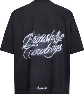 Represent Mens T-Shirt British Cowboys Stained Black Cotton T-Shirts And Polos